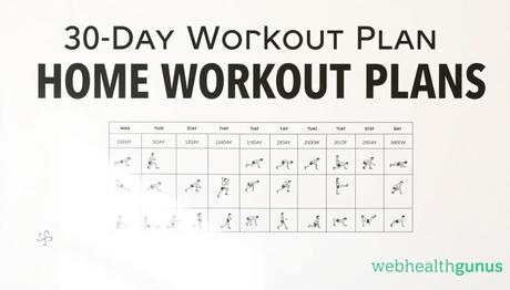A high-quality home workout plan poster for beginners, showcasing a 30-day fitness routine. The image should feature a clean, minimalist design with a white background. In the foreground, display a series of exercise icons and illustrations, including squats, lunges, push-ups, and other basic movements. In the middle ground, present a structured, step-by-step workout schedule, with each day clearly marked. The background should have a subtle, soft-focus graphic pattern or texture, conveying a sense of motivation and progress. Use a warm, natural lighting setup and a slightly wide-angle lens to capture the entire composition. Brand the image with the 