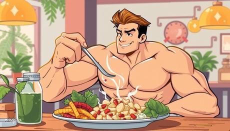 Image of a fit individual enjoying a high-protein meal