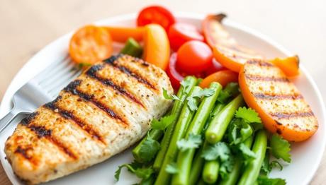 Create an image of a delicious low-carb dinner plate