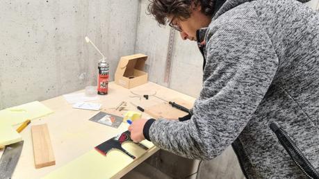 Making a Nativity diorama inside an antique steamer trunk: carving the houses out of foam