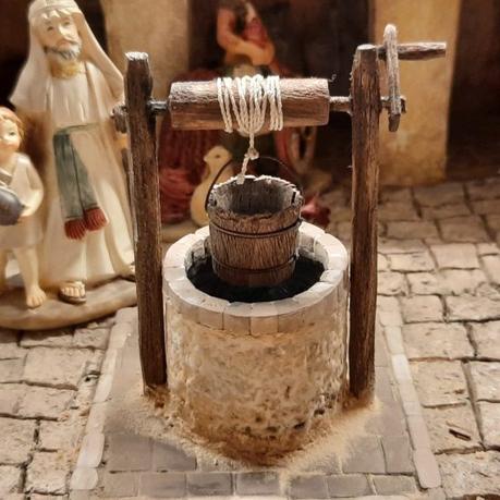 Making a Nativity diorama inside an antique steamer trunk: the main square well