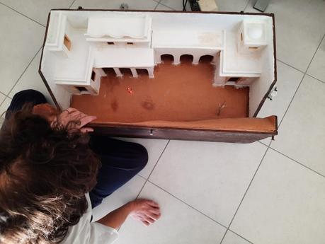 Making a Nativity diorama inside an antique steamer trunk: connecting the lights