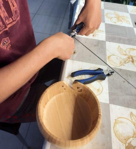 Double use: adding a cone thread stand to my yarn bowl Adding a cone thread stand to a yarn bowl: making the thread holder