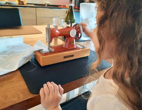 The Orsha vintage toy sewing machine I chose for my daughter Our daughter testing her Orsha toy sewing machine