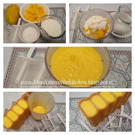 SUCETTES GLACÉES À LA MANGUE / MANGO POPSICLES / PALETAS HELADAS DE MANGO /مصاصات المانجو المجمدة