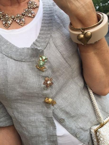 Brenda Kinsel brooches embellish instead of buttons