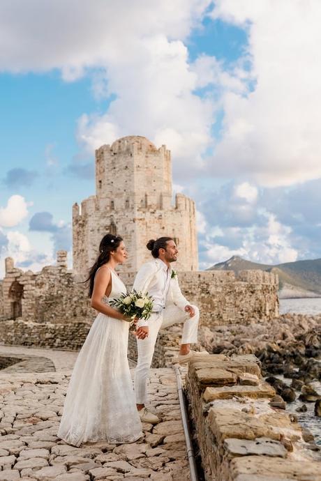 Autumn Wedding Methoni Castle Ivory Roses