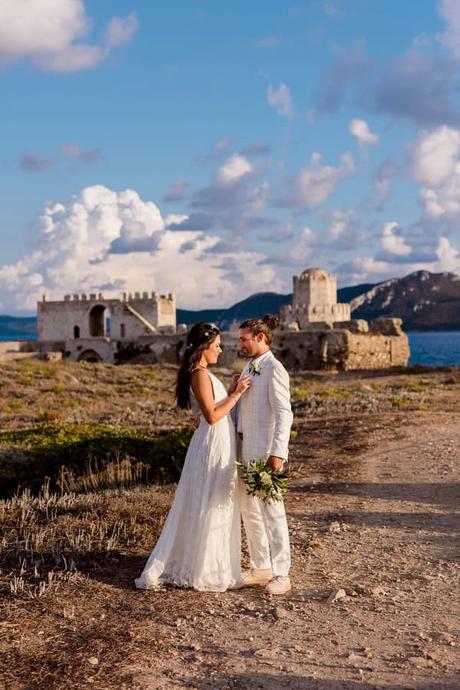 Autumn Wedding Methoni Castle Ivory Roses