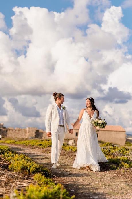 Autumn Wedding Methoni Castle Ivory Roses