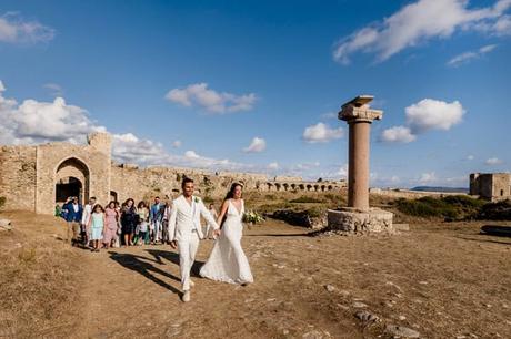 Autumn Wedding Methoni Castle Ivory Roses