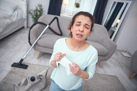 woman suffering from mold and air particles