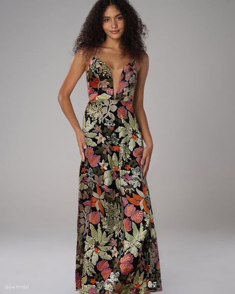 AW Bridal Winter Wedding Guest Dresses: Elegant Cold-Season Style aw bridal winter wedding guest dresses floral colored black