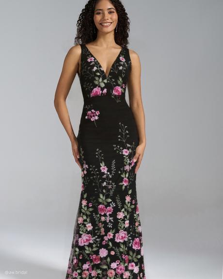 AW Bridal Winter Wedding Guest Dresses: Elegant Cold-Season Style aw bridal winter wedding guest dresses black with floral