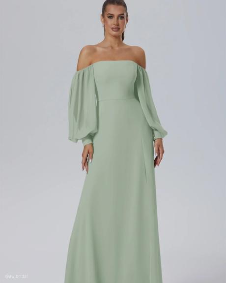 AW Bridal Winter Wedding Guest Dresses: Elegant Cold-Season Style aw bridal winter wedding guest dresses long sleeves simple green