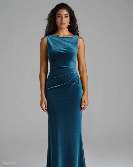 AW Bridal Winter Wedding Guest Dresses: Elegant Cold-Season Style aw bridal winter wedding guest dresses long simple navy velvet