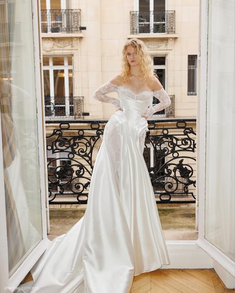 wona concept top wedding dresses with long sleeves lace strapless neckline