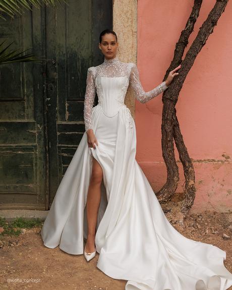 wona concept top wedding dresses corset with long sleeves simple