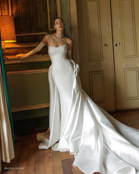 wona concept top wedding dresses simple strapless neckline with overskirt