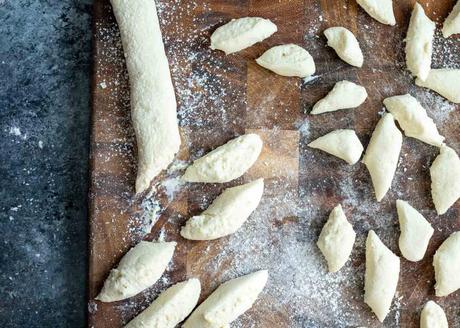 gnocchi dough on a cutting board