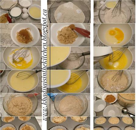 PETITS GÂTEAUX À LA FARINE DE BLÉ COMPLET ET À LA CANNELLE / WHOLE WHEAT FLOUR  CINNAMON MUFFINS / MAGDALENAS CON HARINA DE TRIGO INTEGRAL Y CANELA / مافن دقيق القمح الكامل و القرفة