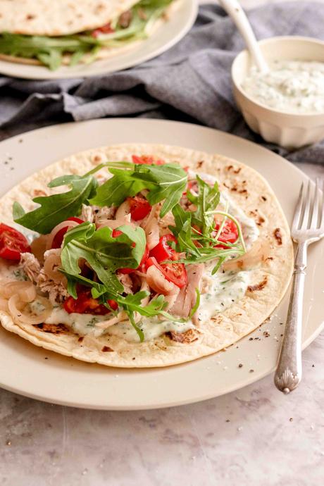 Chicken rotis with herb yoghurt