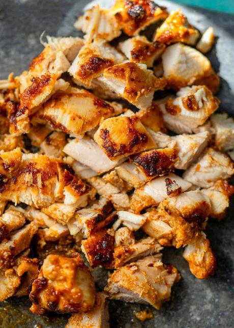 chopped up chipotle chicken from the air fryer