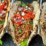 Shredded Beef Tacos tacos filled with slow cooker shredded beef