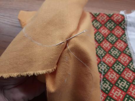 Lining the inside of my my German Brick Stitch embroidered box