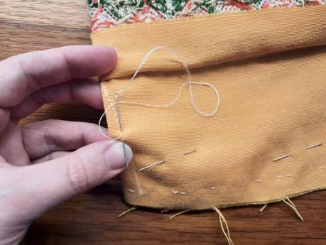 Lining the inside of my my German Brick Stitch embroidered box