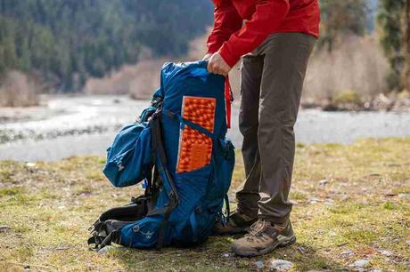 Backpacking Packs side compression strap on Osprey Aether