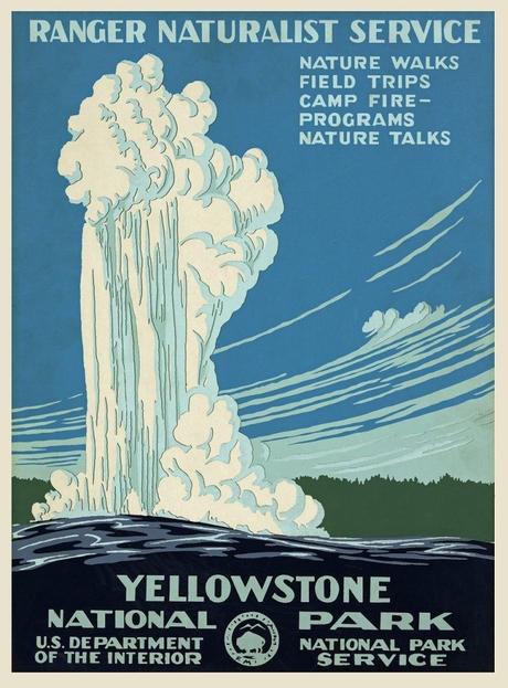 vintage, retro, poster yellowstone national park wyoming