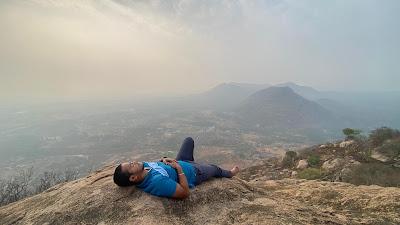 Gunda sleeping peacefully at the summit of Narasimhaswamy betta trek