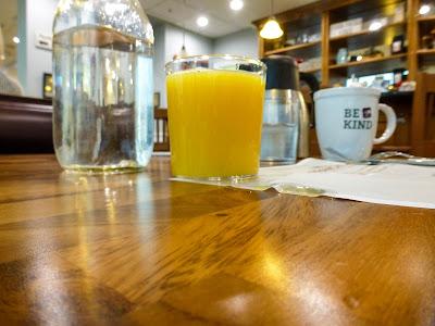 OJ and waffle
