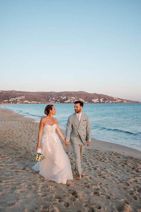 Romantic White Beach Ceremony Naxos Sunset