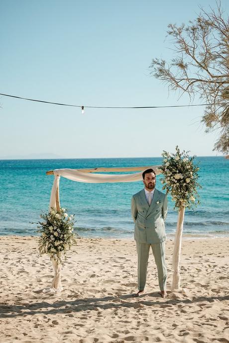 Romantic White Beach Ceremony Naxos Sunset