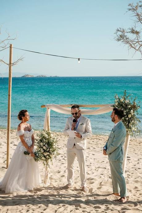 Romantic White Beach Ceremony Naxos Sunset