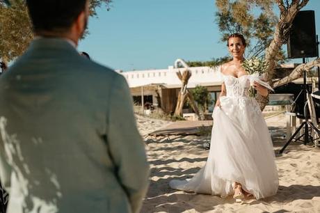 Romantic White Beach Ceremony Naxos Sunset