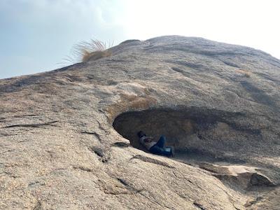 Anwar resting in a shady cave at Acchalu betta