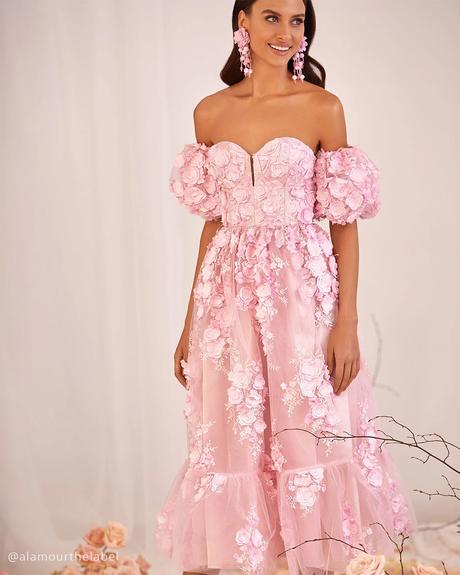 wedding guest dresses spring florla tea length alamourthelabel