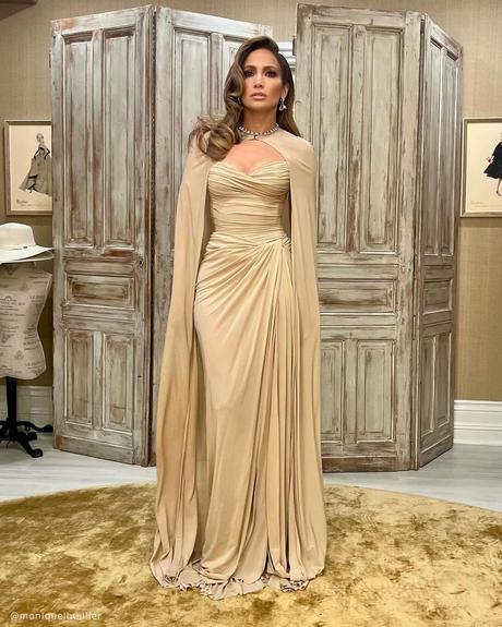 wedding guest dresses spring gold simple with cape moniquelhuillier