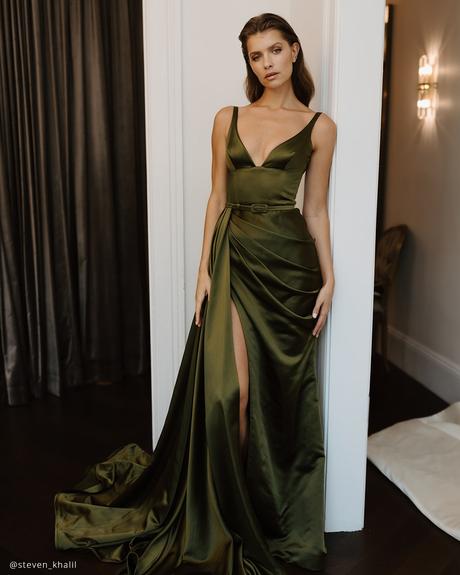 wedding guest dresses spring green simple long steven khalil