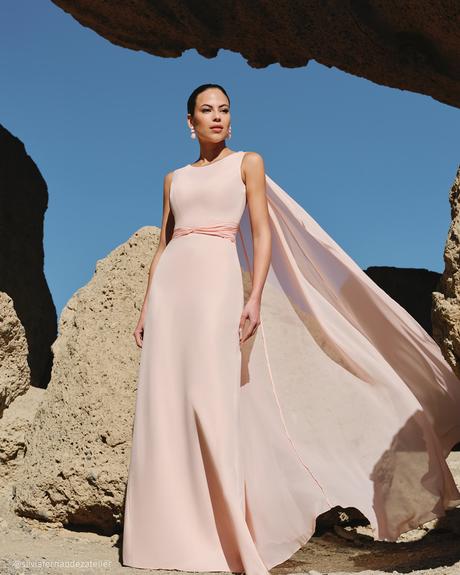 wedding guest dresses spring pink simple with cape silviafernandez