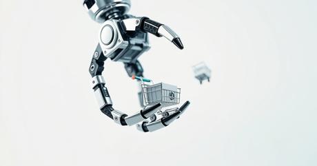 A sophisticated robotic claw mechanism made of polished chrome and matte black c