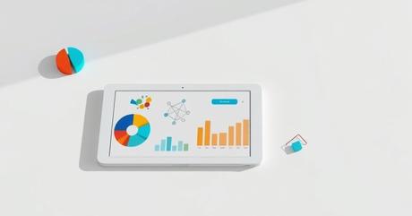 A pristine white desk surface featuring multiple generated visual elements - col