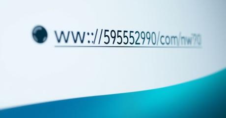 A premium close-up shot of a sleek browser address bar displaying a perfectly op