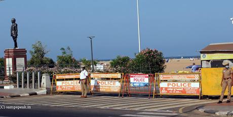 When Marina beach was  closed ~ Social distancing .. Curfew !!