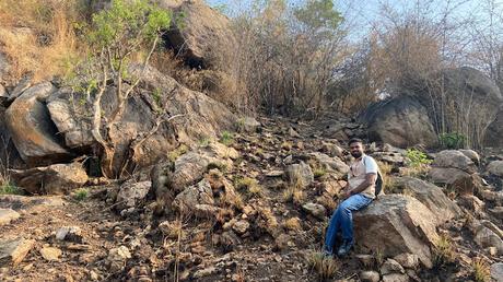 Bhai post the second vertical stretch, sitting and admiring nature at Vade malleshwara betta trek