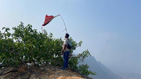 Anwar finally at the summit of Vade Malleshwara betta trek