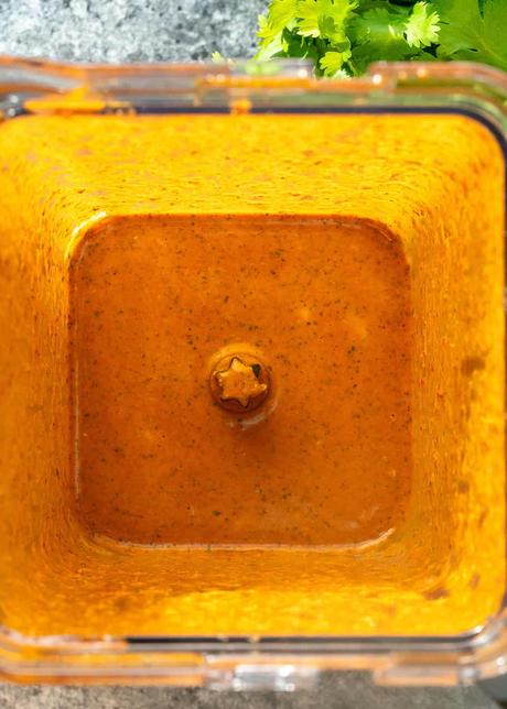 Carne Asada Tacos overhead image of carne asada marinade in blender