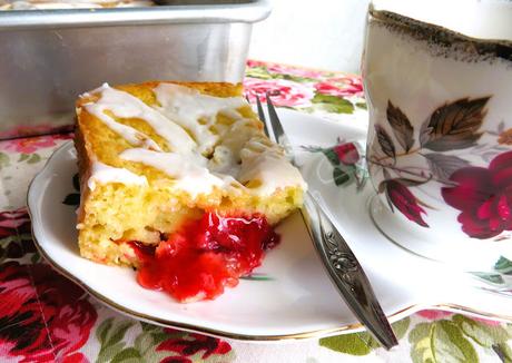 Glazed Strawberry Rhubarb Breakfast Cake Glazed Strawberry Rhubarb Breakfast Cake